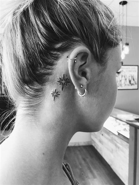 earlobe tattoos for females|simple behind the ear tattoos.